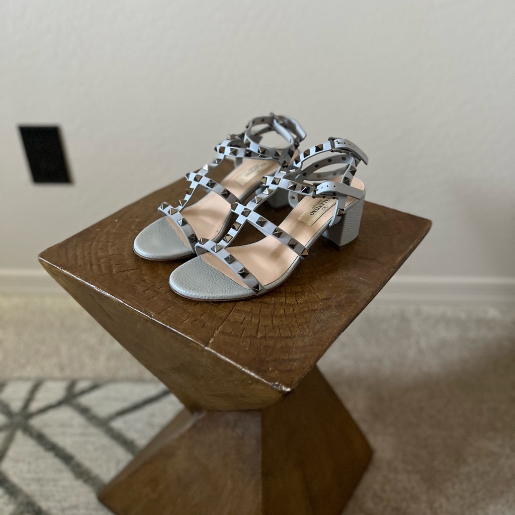 Preowned Valentino Sky Blue Strappy Block Heels